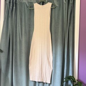 a new day Cream Ribbed Midi Dress